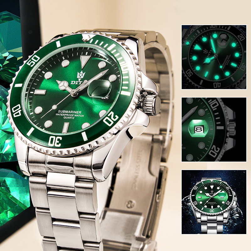 迪塔瑞士正品绿水鬼名表绿水怪手表男士新款男表非全自动机械表