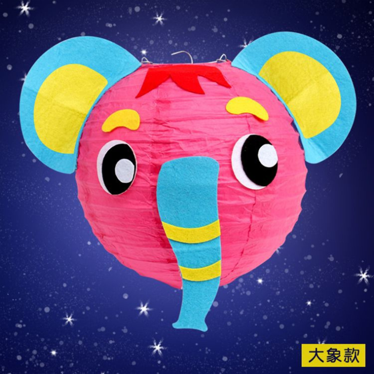 新年节日灯笼儿童diy手工材料包 幼儿园创意卡通动物手提发光玩具