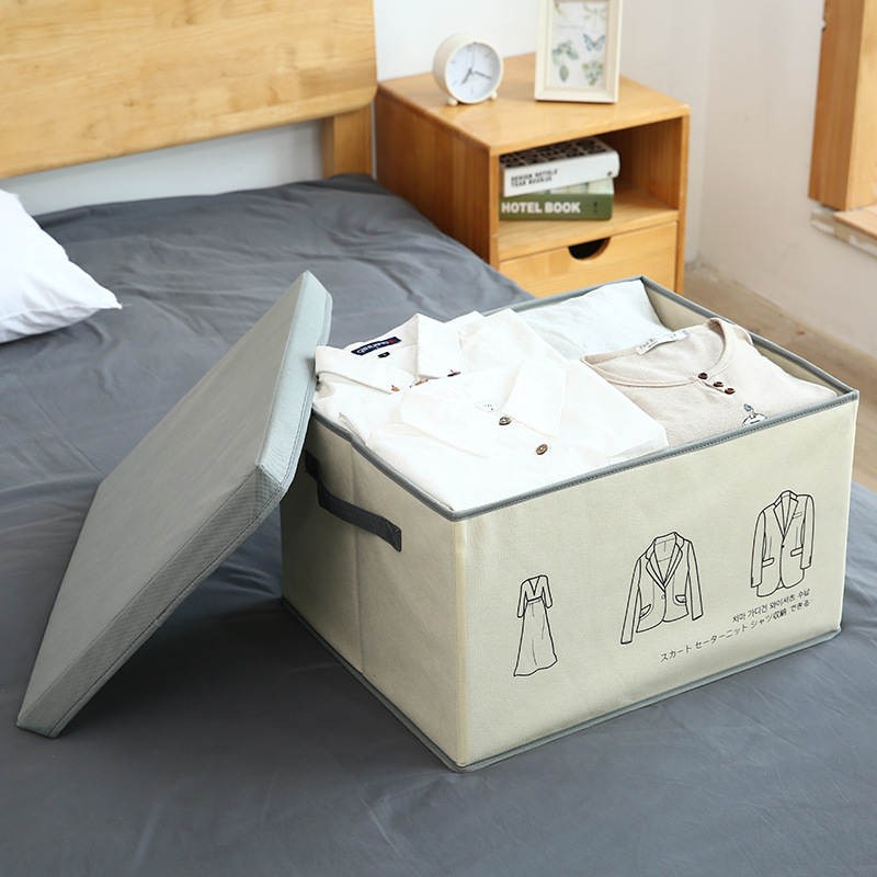 Home Fabric Covered Storage Box Wardrobe Storage Box Non-Woven Fabric Household Folding Box Printed Soft Storage Box