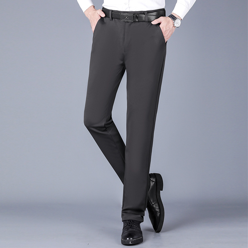 2023 Spring and Summer New Elastic Men's Casual Pants Young and Middle-Aged Men's Pants Thin Men's Straight Long Pants