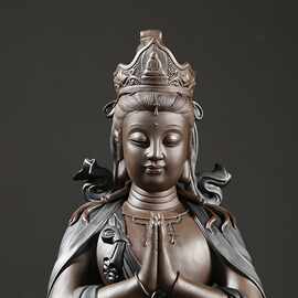 陶瓷祈福合掌盘腿观音菩萨 南海观世音佛像 居家供奉玄关镇宅摆件