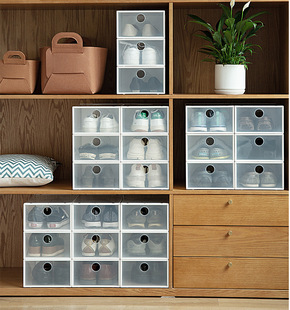 家用宿舍鞋子鞋柜简约透明加厚塑料抽屉式鞋盒可叠加收纳整理鞋盒