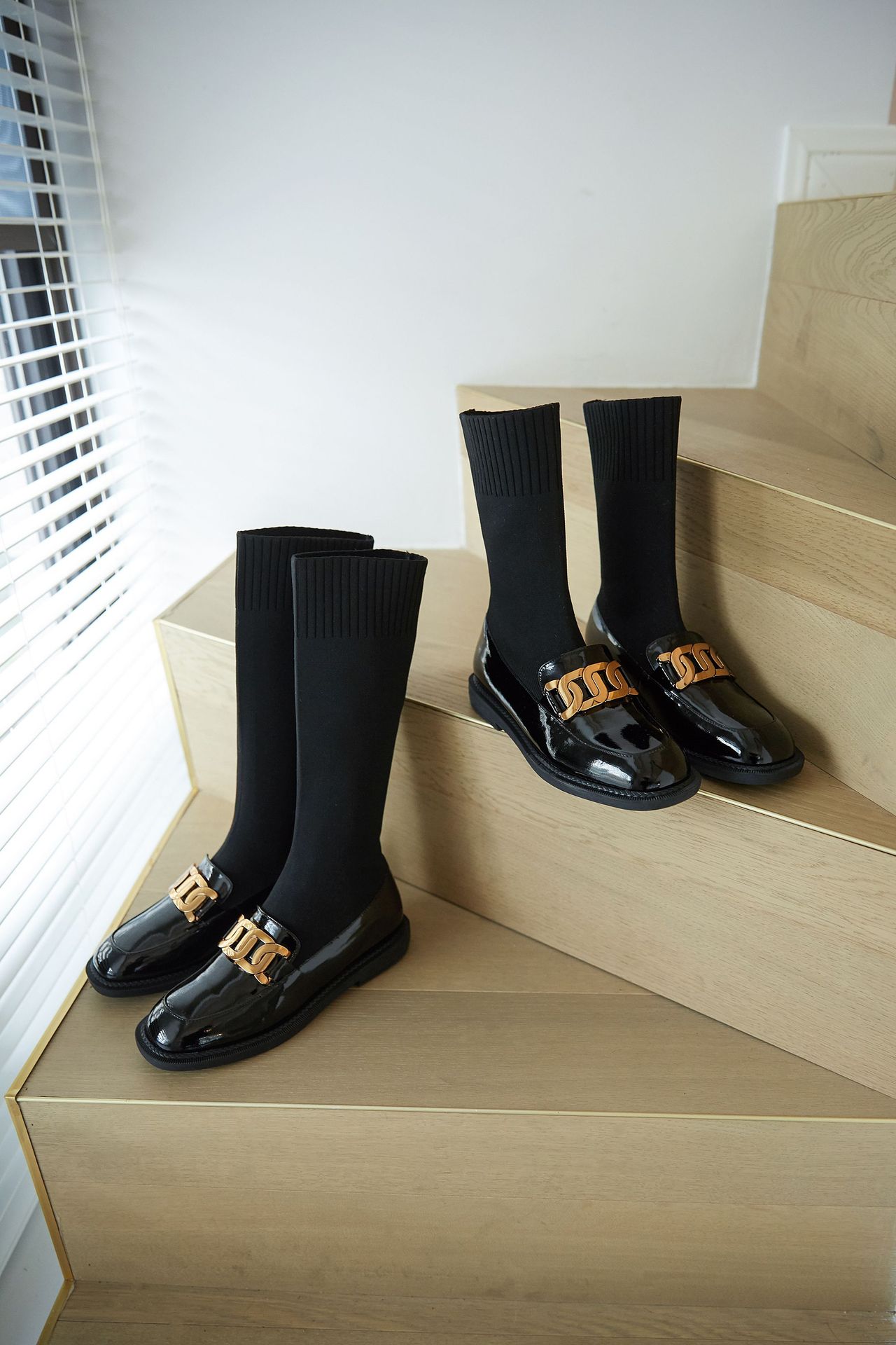 连袜靴针织不过膝长靴2020秋冬新款学院平底中筒靴加绒弹力瘦瘦靴