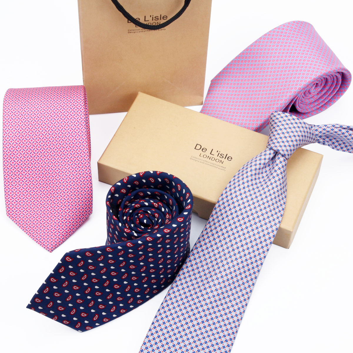 真丝印花 七折领带 花式商务正装复古领带法式-阿里巴巴