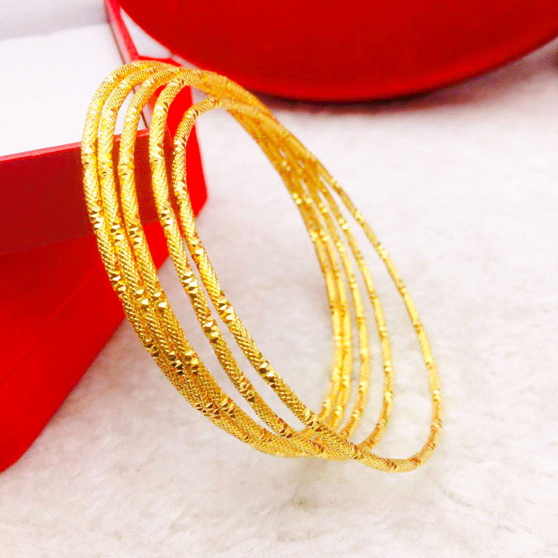 沙金金 黄铜镀金时尚配饰韩版闭口圈圈细手镯保色线圈多圈手环女