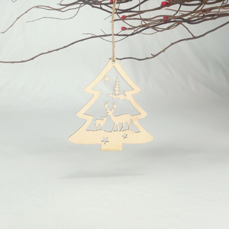 Creative Home Decoration Technology Gift Wooden Laser Cutting Hollow Christmas Home Party Pendant