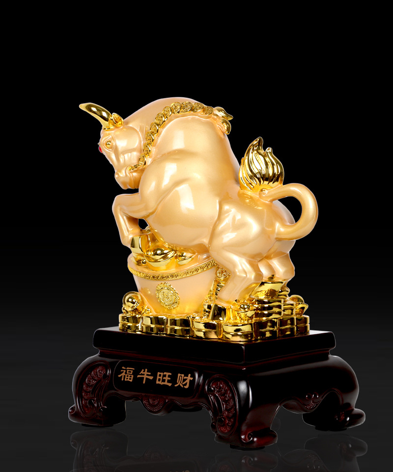 生肖牛摆件招财牛福牛旺财雅信树脂工艺品批发风水开业乔迁礼品