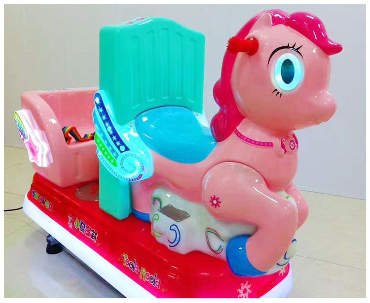 2020新款台迪电动 儿童娱乐粉色小马摇摇车商用超市门口