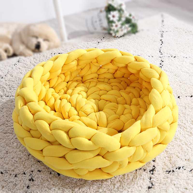 ins 新品diy手工编织窝 超粗毛线宠物窝灌芯纱编织宠物窝 可机洗