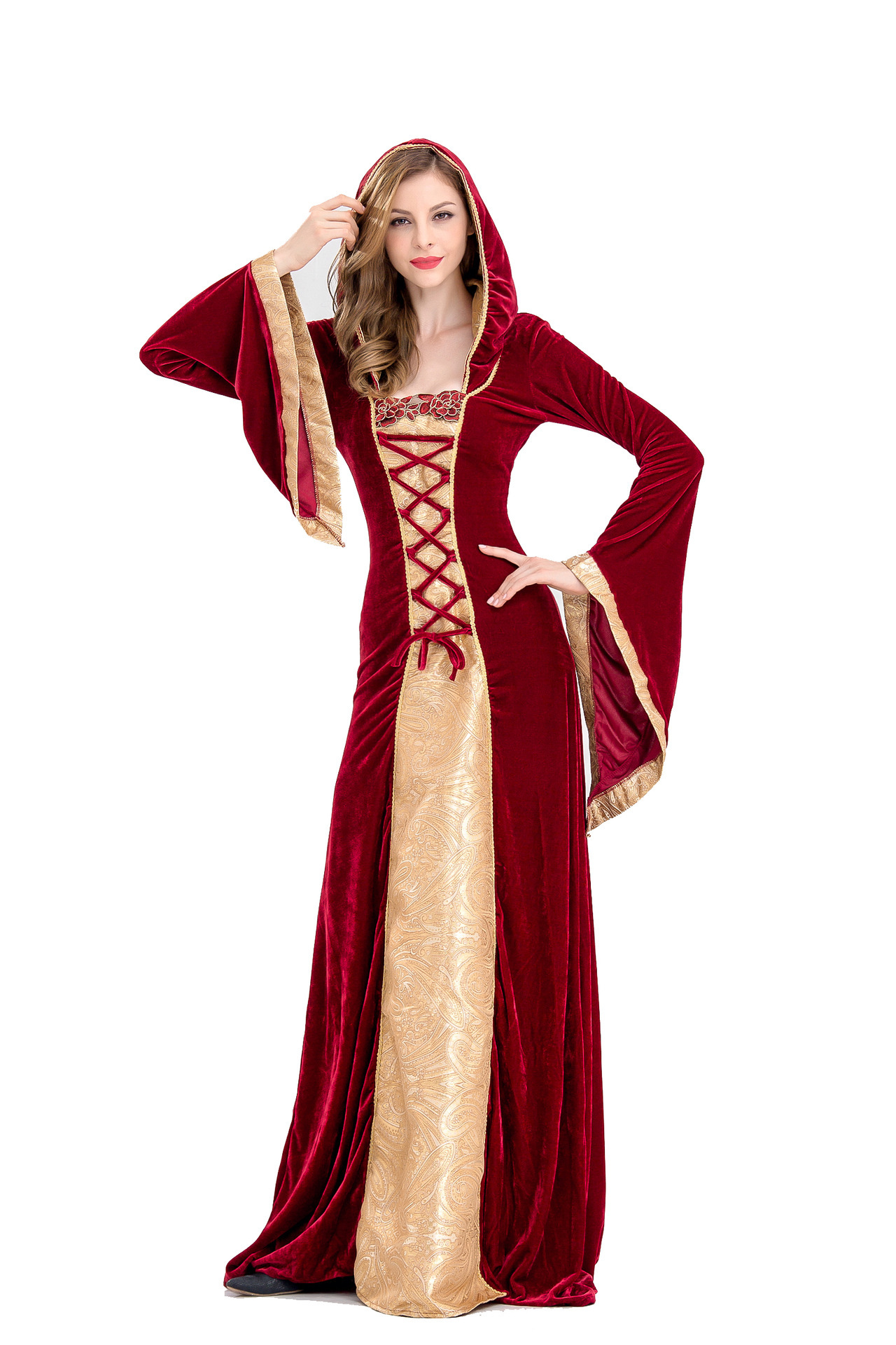 万圣节欧洲复古宫廷长裙小红帽连衣裙 女王皇后歌剧话剧摄影服装采购