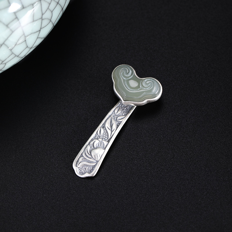 素十八s925银汉服和田玉如意吊坠2020年新款泰银复古民族风挂件