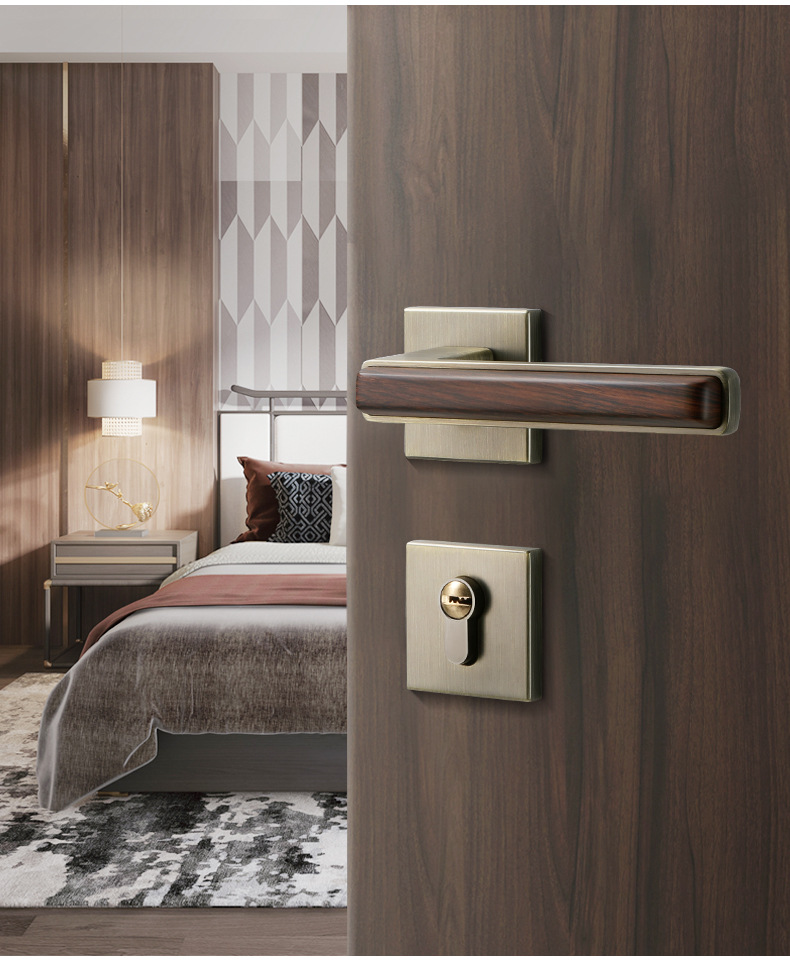 新中式门锁室内卧室房门锁实木静音锁具磁吸分体木门锁家用门把手