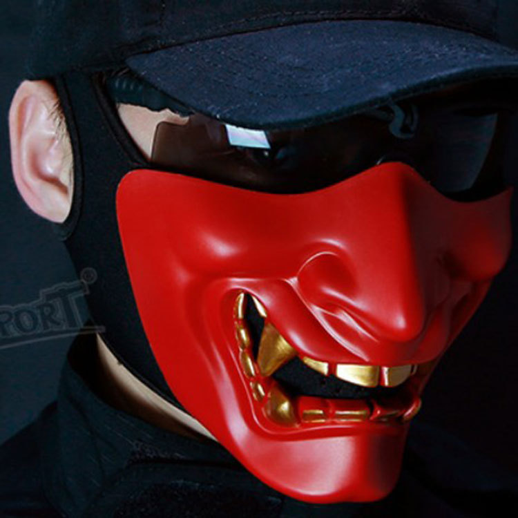 万圣节舞会笑般若半脸面具派对恶魔恐怖鬼脸战术面罩游戏影视道具