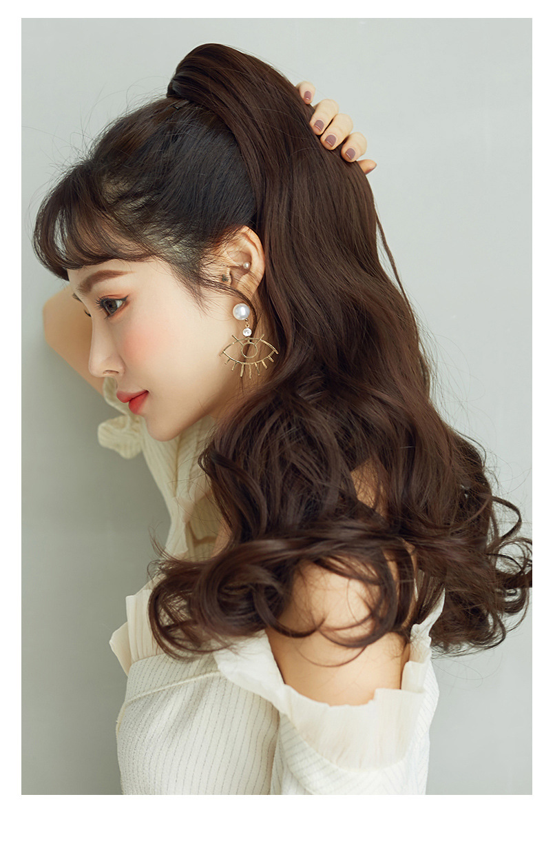 厂家批发高马尾假发女长卷发羊毛卷中长款自然烫发卷发挑染马尾辫