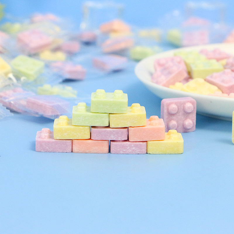 千禧园积木糖500g水果奶片孕妇儿童解馋网红创意压片维生素糖果
