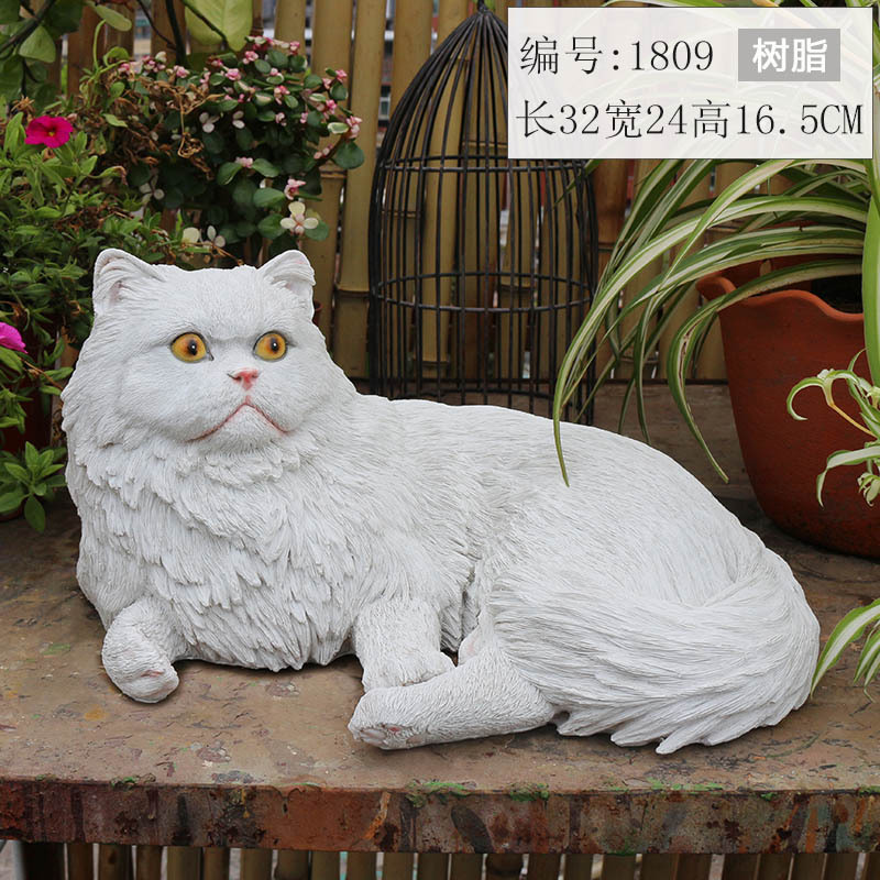 Simulation Persian Cat Decoration Cute Animal Resin Model Fake Cat Doll Home Decoration Living Room TV Cabinet Decoration
