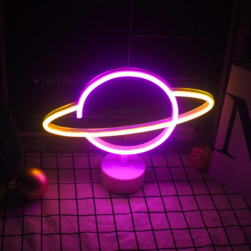 Planet Neon Light Led Modeling Lamp Romantic Decoration Decoration Lamp Ins Modeling Lamp Led Desktop Neon Light