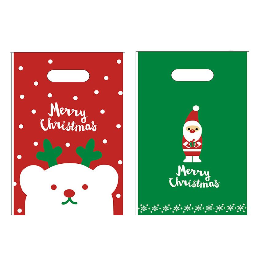 带版权新款圣诞节麋鹿老人款手提挖口礼品袋拎手袋礼物包装袋50个