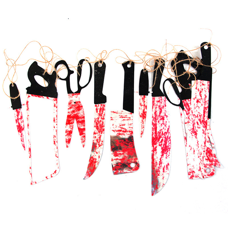 万圣节血刀拉旗 血刀串 整蛊恐怖挂饰 拉花 装饰挂旗 鬼屋装饰