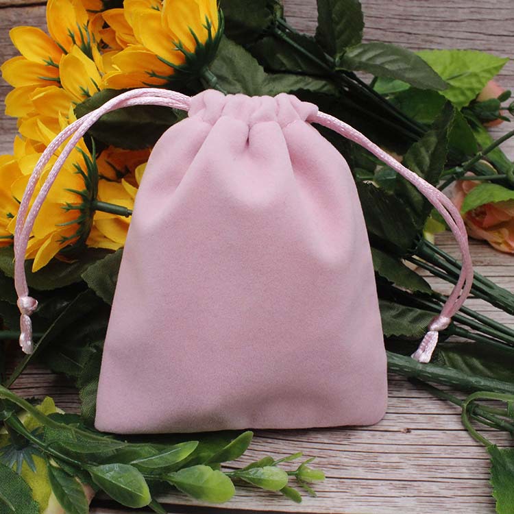 厂家定制粉色耳环首饰品绒布袋珠宝收纳袋天鹅金丝绒拉绳束口袋
