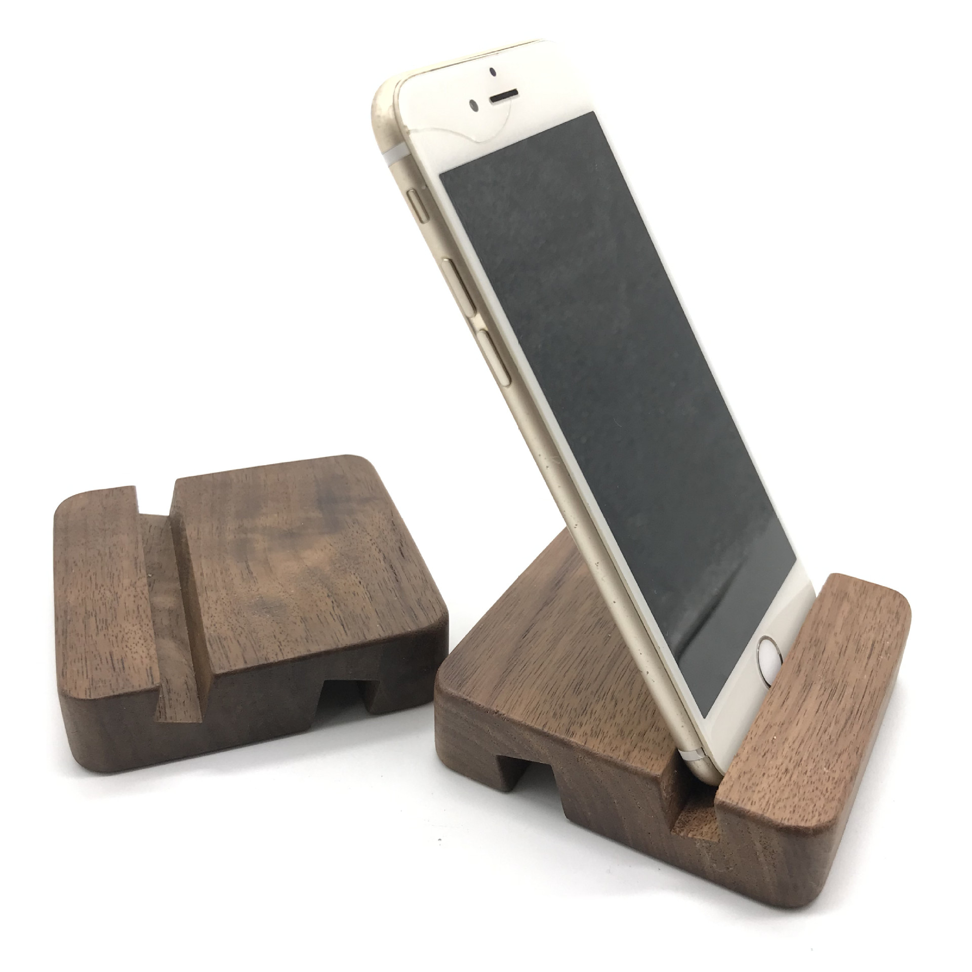 黑胡桃手机底座木质手机支架定制懒人桌面简约ipad便携式摆件支架