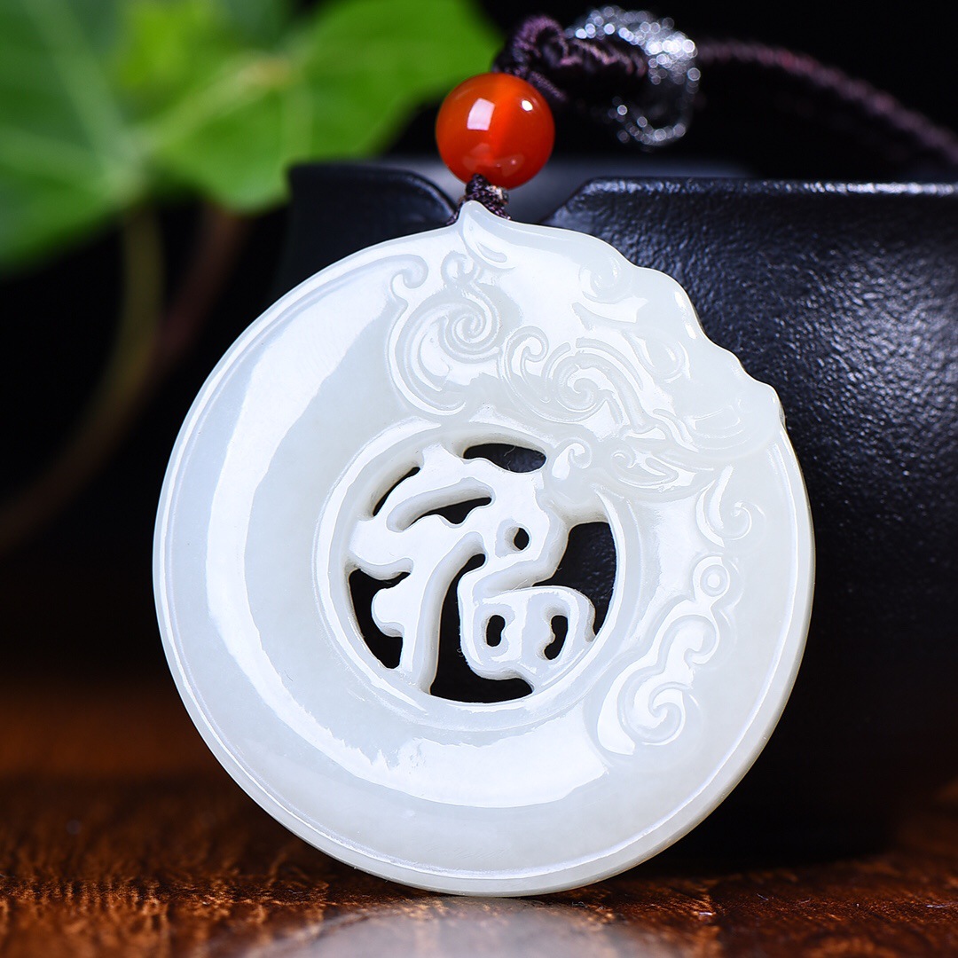 支持鉴定/一件代发 新疆和田玉仿古福字玉佩挂件白玉石项链吊坠