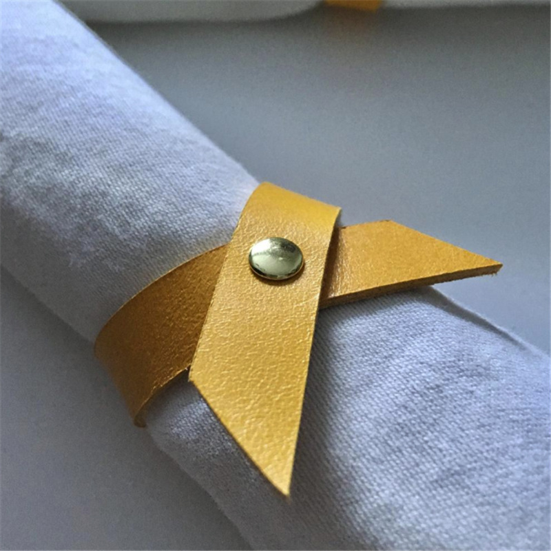 摆盘餐具毛巾扣 餐巾扣创意口布圈欧式皮革餐巾环 样板房摆台餐扣