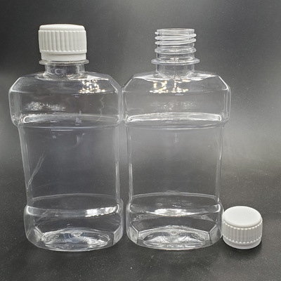 250ml漱口水塑料瓶 扁平透明pet瓶 消毒水瓶子保险旋盖
