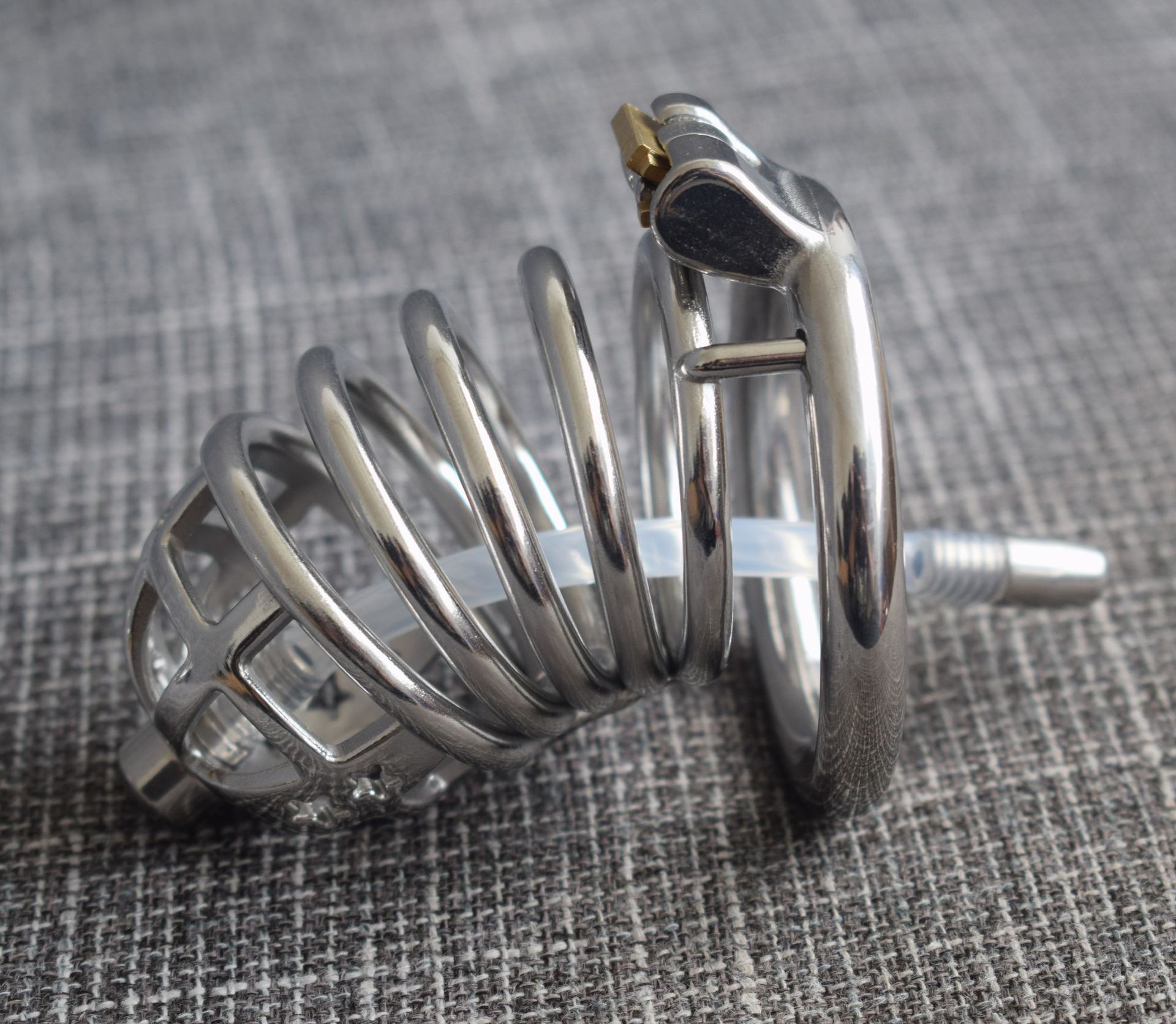 frrk新款五环长款圆弧环带导管贞操锁可爱星星贞操装置贞洁器代发