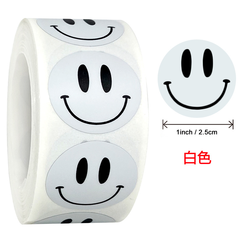 卷装圆形笑脸贴纸教师儿童奖励标签手工节日装饰感谢谢谢你封口贴