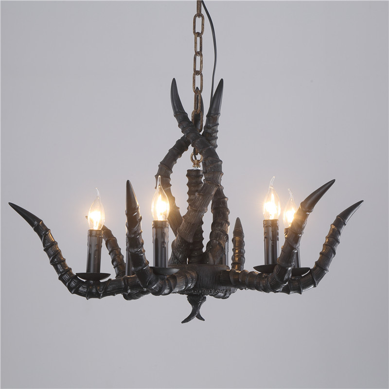 厂价直销 欧式复古美式客厅餐厅咖啡店新羊角灯六头吊灯