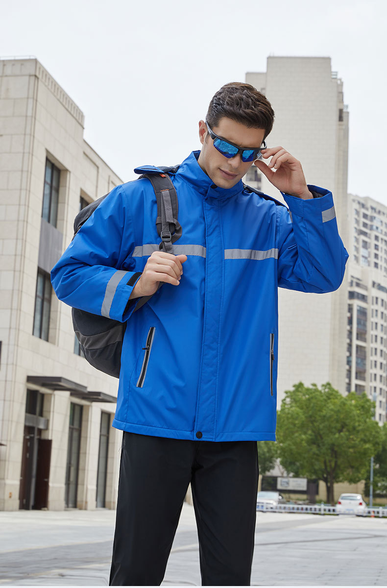 新款反光冲锋衣定制工作服加绒加厚外套防风防水工服风衣印字logo