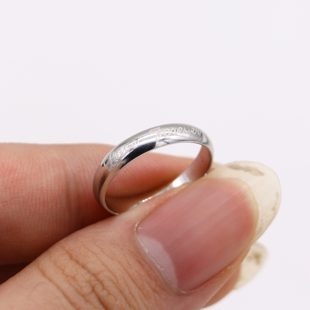 批发简约时尚love forever情侣戒仿白金男女结婚戒指表白礼物