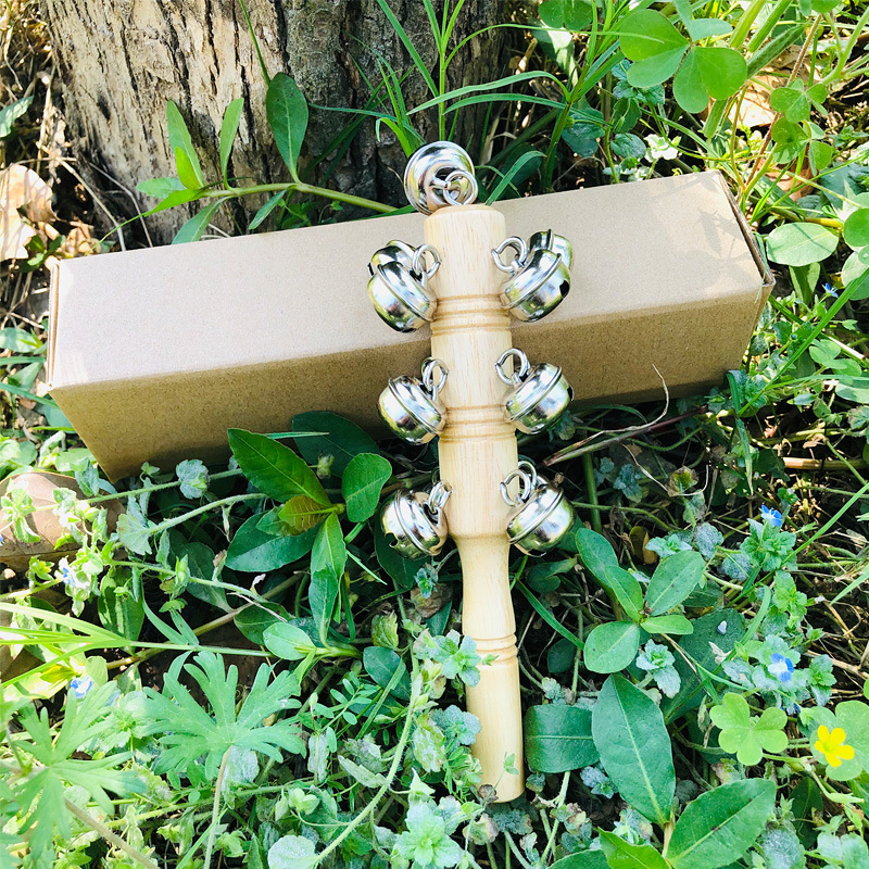 橡木13棒铃 儿童摇铃玩具 奥尔夫打击乐器散响类雪橇铃 一件代发