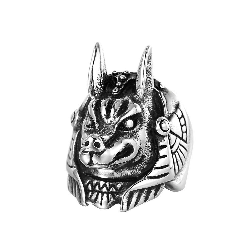 r0831-nk01 新款埃及法老守护神阿努比斯神钛钢戒指