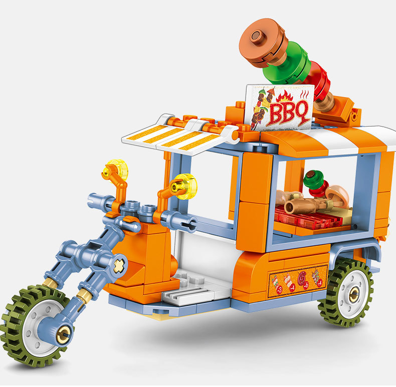 森宝街景系列外卖小推车兼容乐高积木儿童益智拼装玩具女孩子礼物