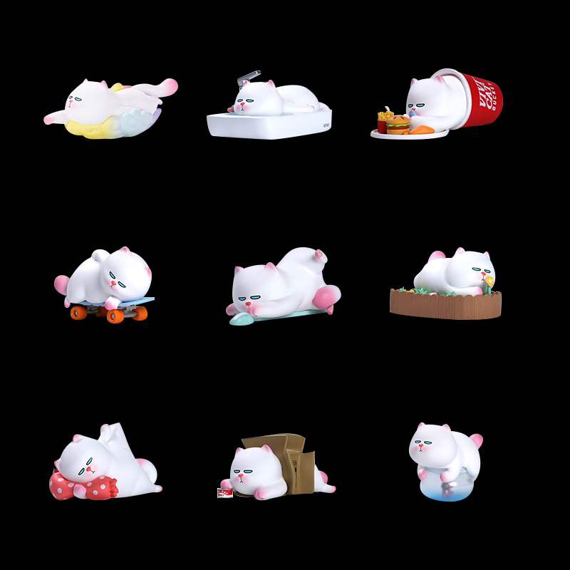 潮玩二次元泡泡盲盒玛特vivicat懒坐系列来图来样定制动漫手办