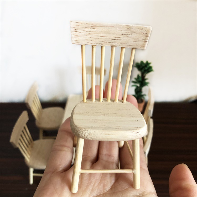 1/12dollhouse娃娃屋迷你家具木制手工微型桌椅模型摄影道具摆件