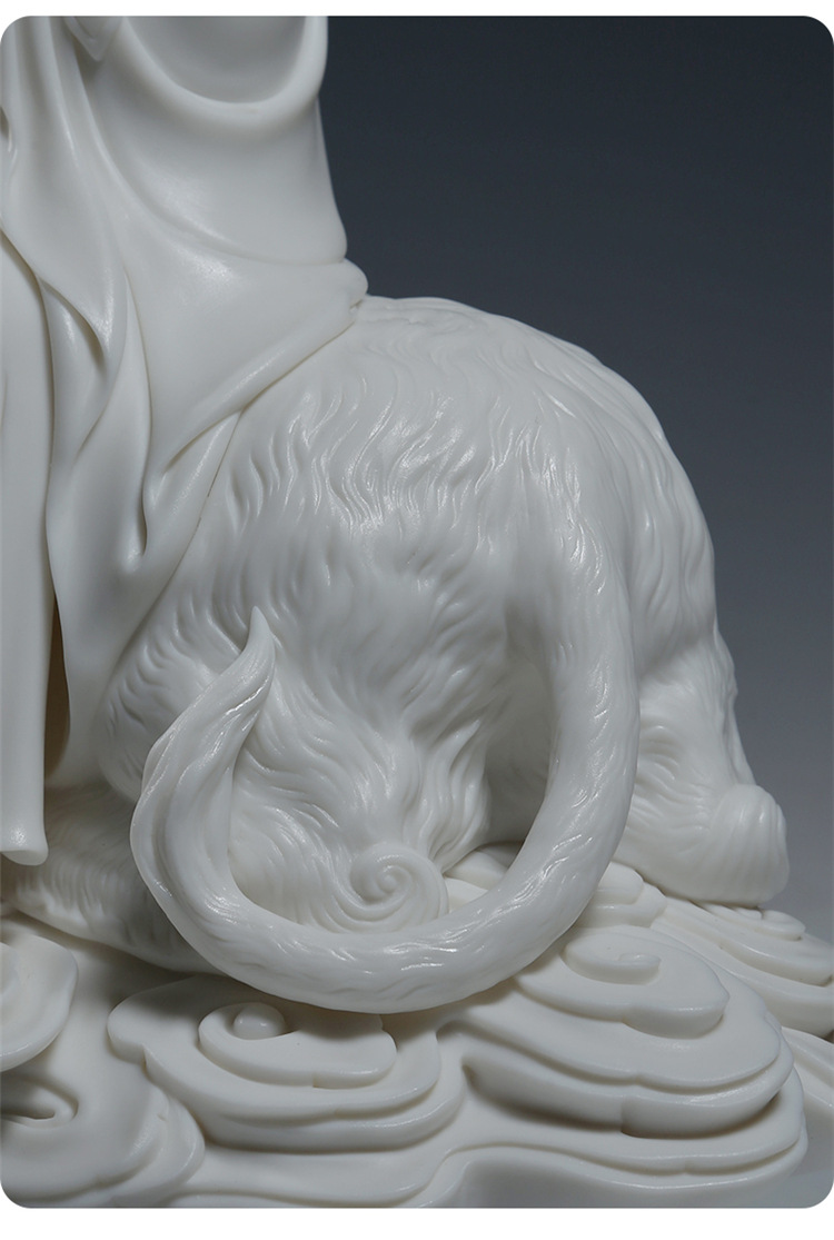 微美13吋骑兽地藏王菩萨像家用供奉戴帽地藏佛像居家陶瓷器摆件