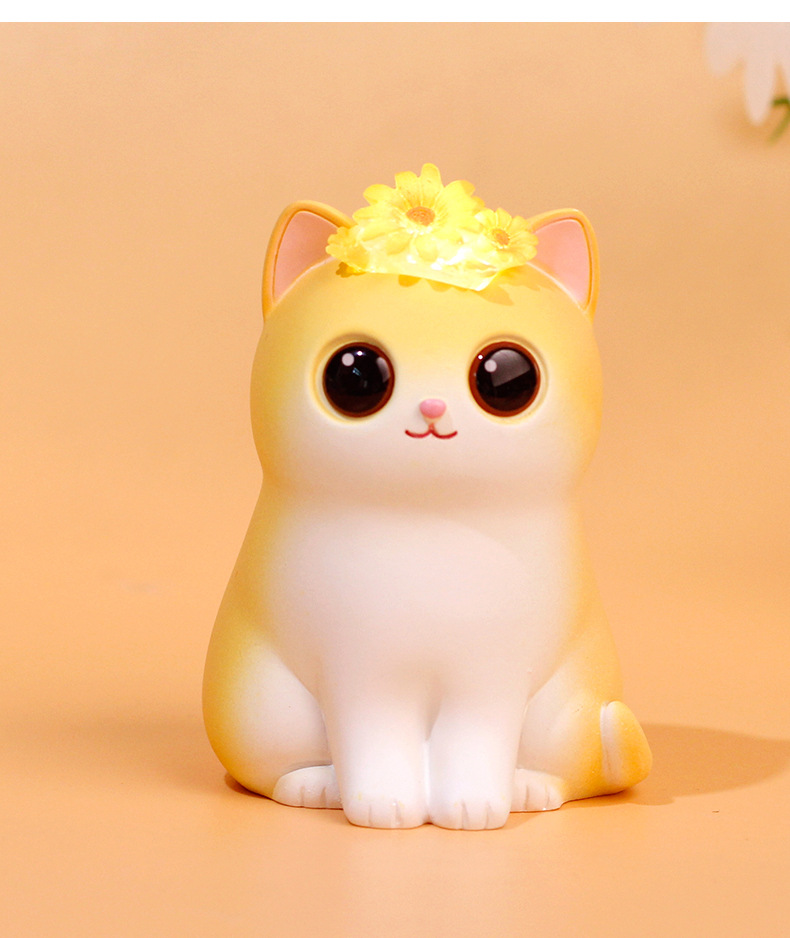 地摊货源卡通可爱猫咪摆件盲盒手办公仔带小夜灯创意礼品生日礼物