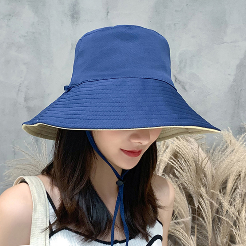韩版双面渔夫帽春夏季日系百搭防晒帽女防紫外线大檐太阳帽遮阳帽