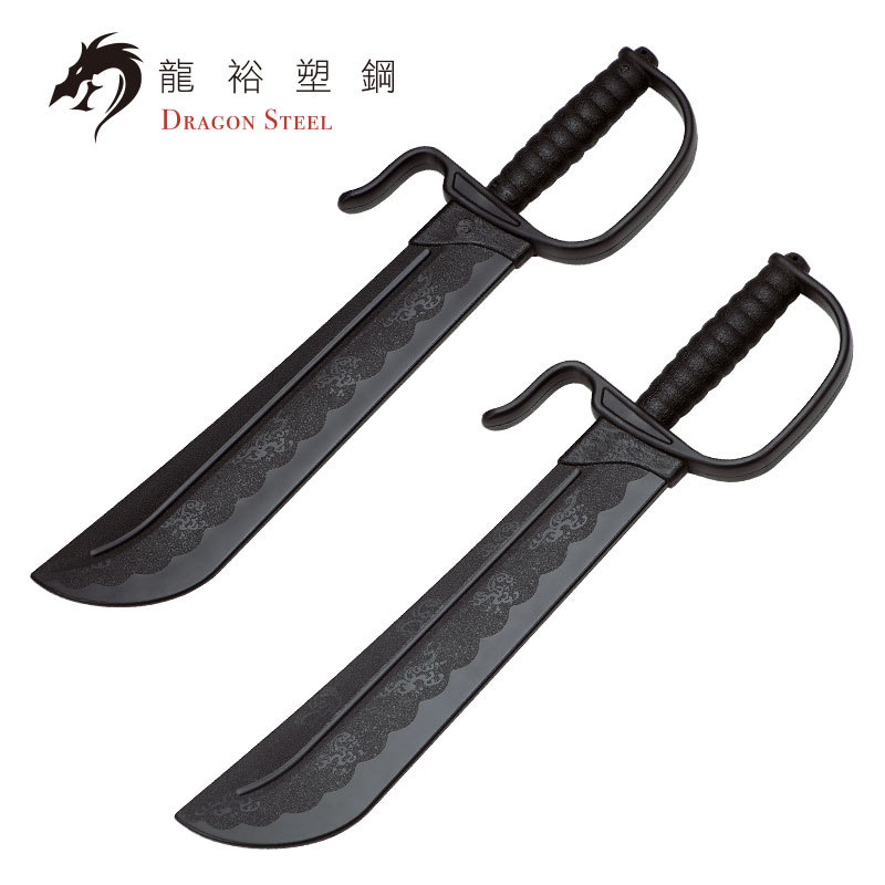 台湾龙裕龙纹八斩刀一对塑钢练习刀咏春叶问鸳鸯蝴蝶双刀武术