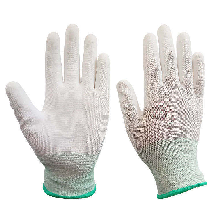 pu浸塑胶涂指 尼龙手套劳保工作耐磨防滑 劳动干活薄款胶皮手套