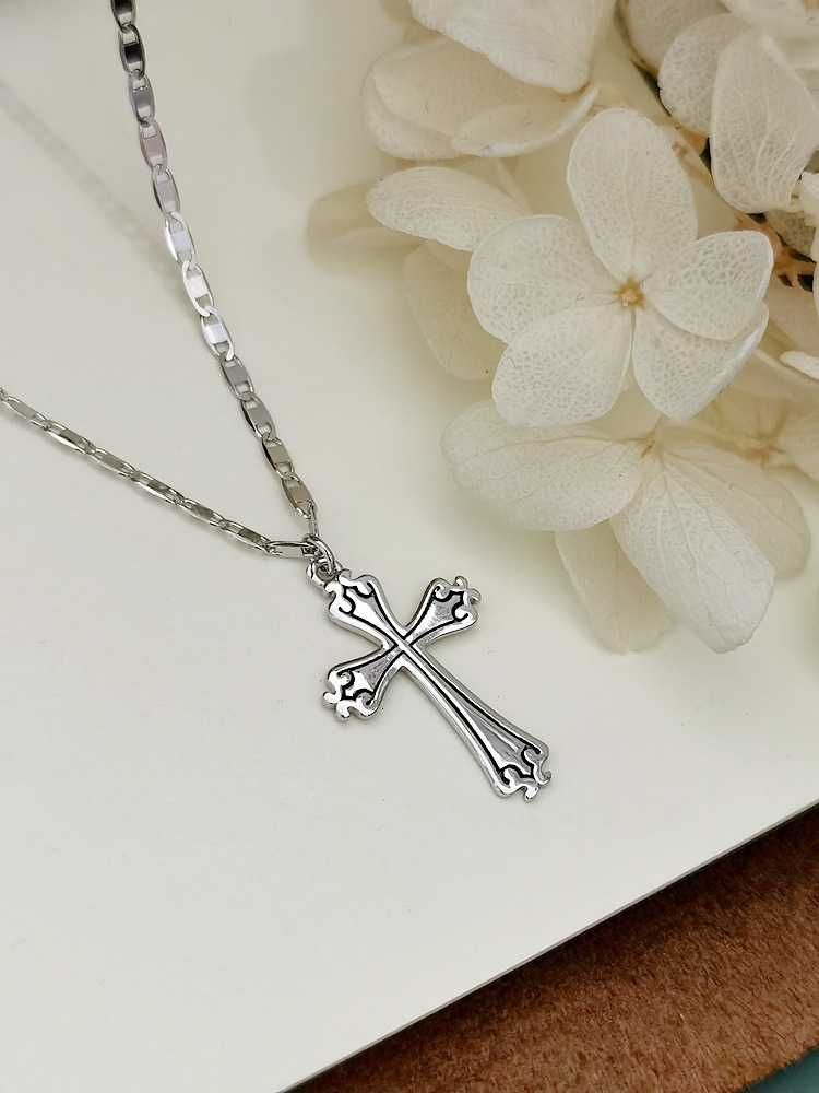 pl600661素银十字架项链