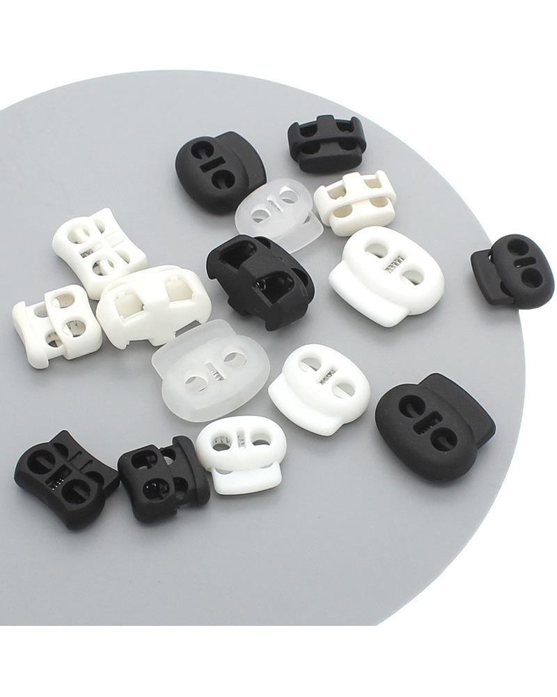 羽绒服松紧抽绳调节扣儿童鞋帽双孔猪鼻扣塑料弹簧扣外套钮扣