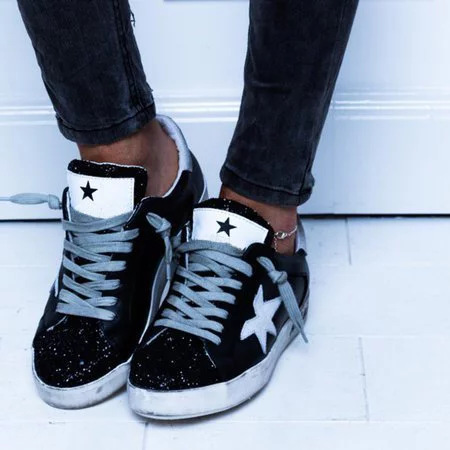 2020外贸 wish 速卖通新款五角星单鞋系带休闲运动鞋大码现货批发