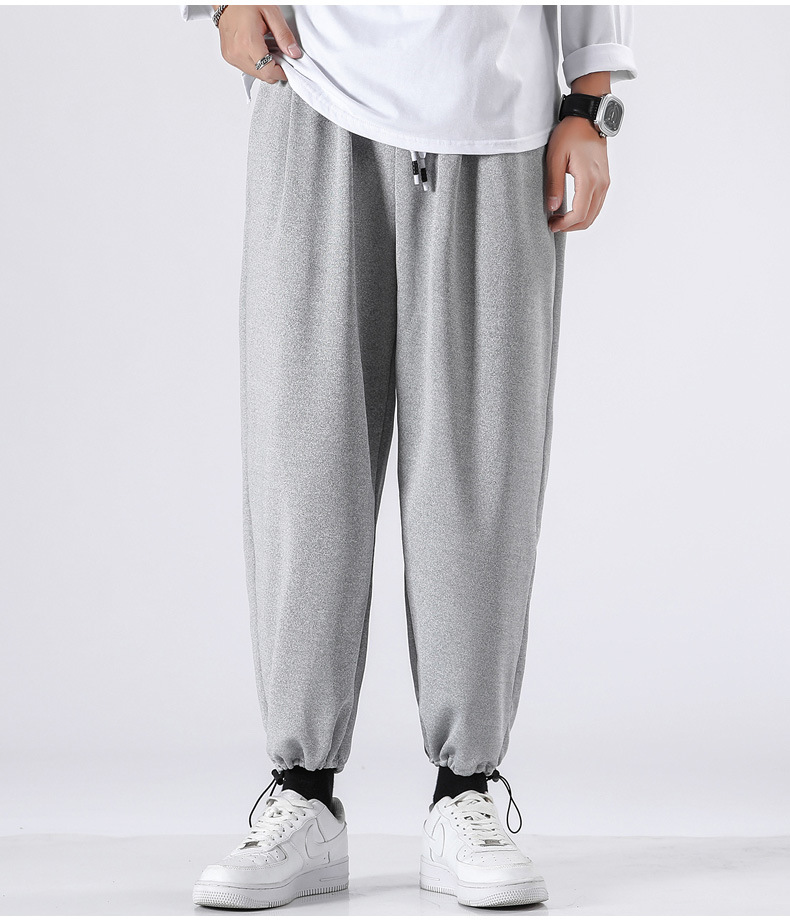 灰色运动裤男宽松裤子韩版潮流灯笼束脚秋季休闲阔腿直筒束腿卫裤