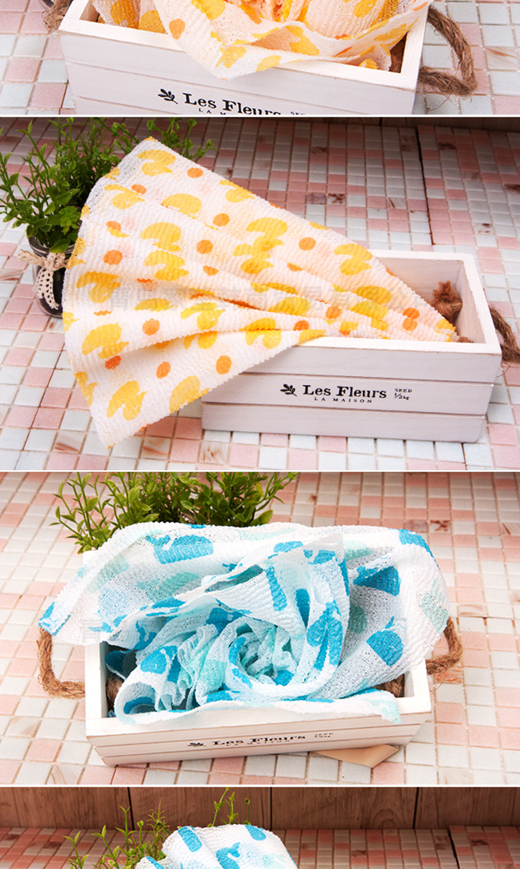 韩国进口新林纳染长澡巾沐浴巾长条洗澡巾卡通纳染澡巾沐浴巾1p