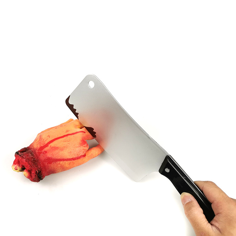 万圣节整蛊道具洒血菜刀密室逃脱仿真刀具恶搞塑料菜刀尖刀现货