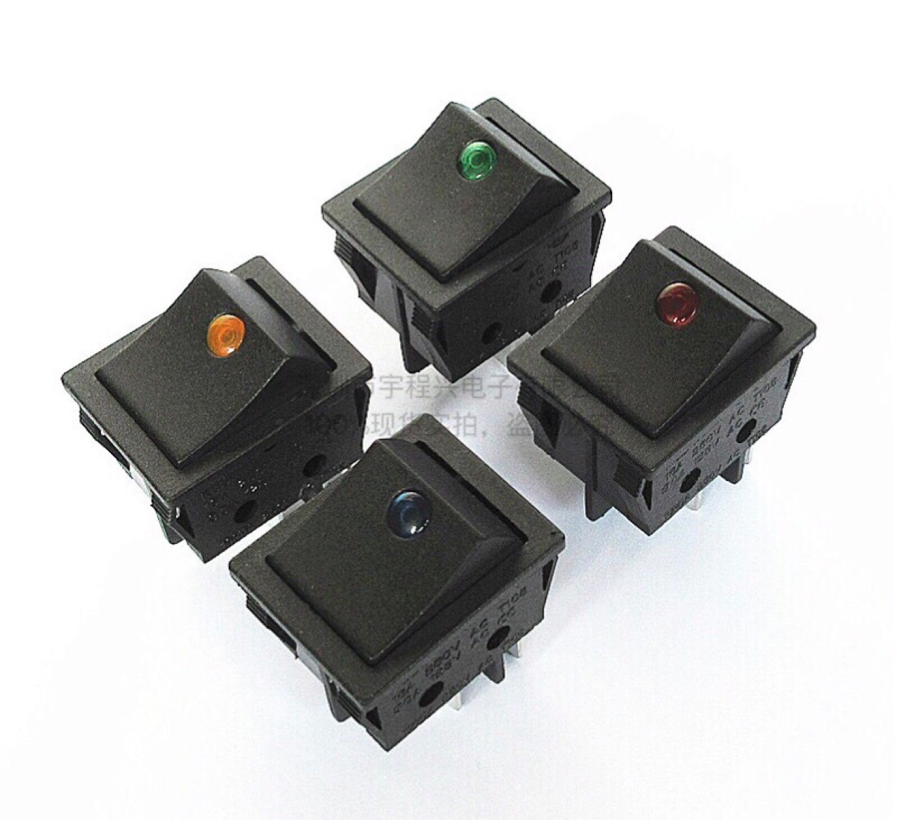 船型开关kcd4四脚带灯猫眼电源开关按钮开关水泵开关跑步机